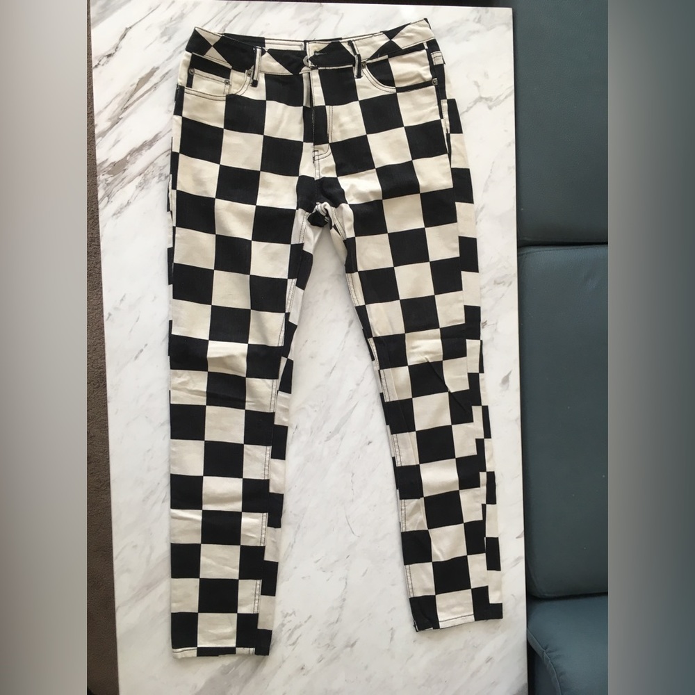 Elwood black and white checkerboard jeans ska punk